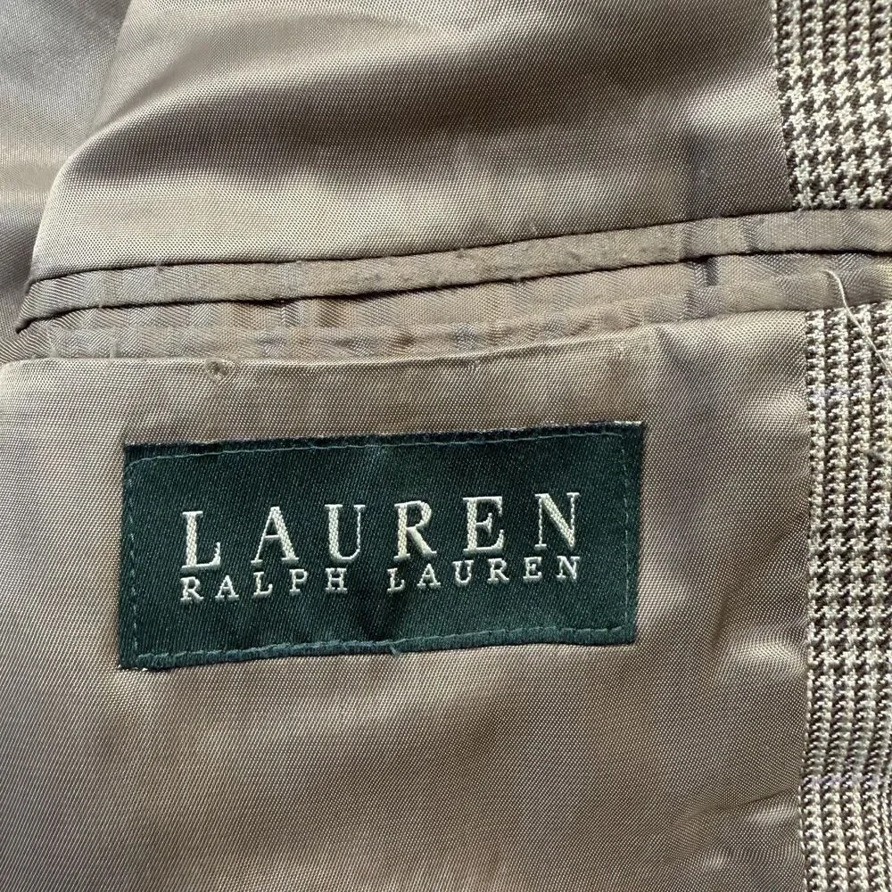 Lauren Ralph Lauren Mens Tan Glen Plaid Blazer Sport Coat 2 Button Classic